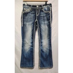 Rock Revival Ginger E4 Easy Boot Rhinestone Embellished Distressed 27x29 Whisker